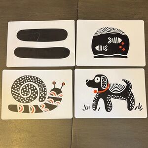 Set of 4 Black and White Animal Art Placemats